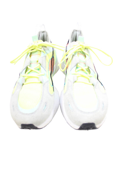 Puma Mens Lace Up Logo Knit Trim Suede Colorblock Sneakers Gray Yellow Size 11.5