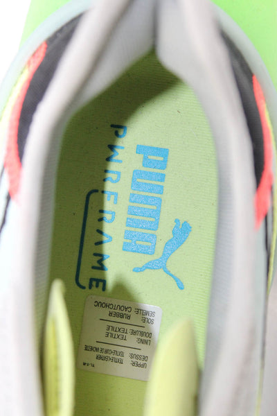 Puma Mens Lace Up Logo Knit Trim Suede Colorblock Sneakers Gray Yellow Size 11.5