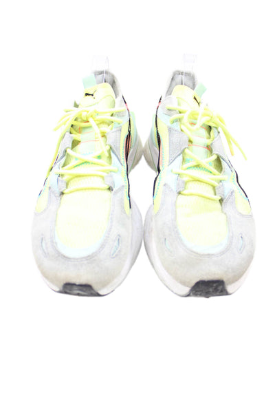 Puma Mens Lace Up Colorblock Logo Trainers Sneakers Gray Yellow Size 10.5