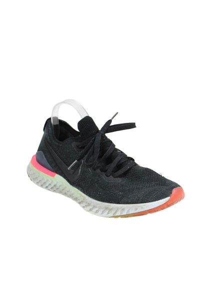 Nike Mens Lace Up Knit Logo Low Top Running Sneakers Black Pink Size 11