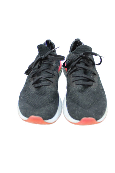 Nike Mens Lace Up Knit Logo Low Top Running Sneakers Black Pink Size 11