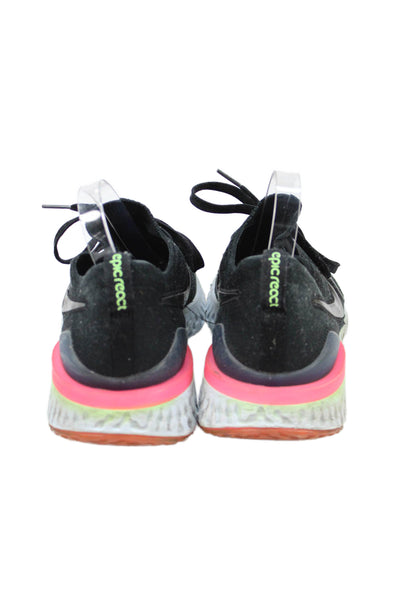 Nike Mens Lace Up Knit Logo Low Top Running Sneakers Black Pink Size 11