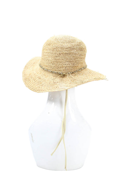 Wallaroo Hat Company Womens Beaded Strand Raffia Hat Beige One Size
