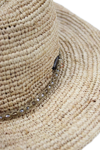 Wallaroo Hat Company Womens Beaded Strand Raffia Hat Beige One Size