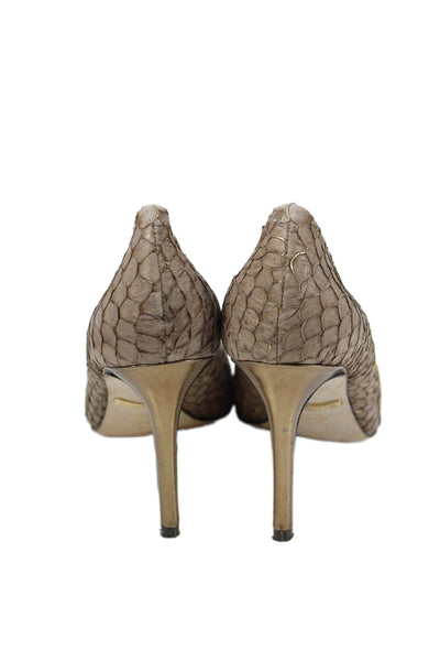 Louise et Cie Womens Embossed Peep Toe High Heels Shoes Brown Size 7B
