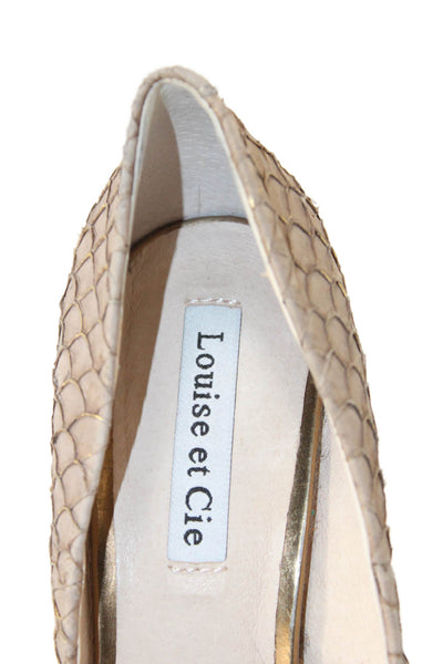 Louise et Cie Womens Embossed Peep Toe High Heels Shoes Brown Size 7B