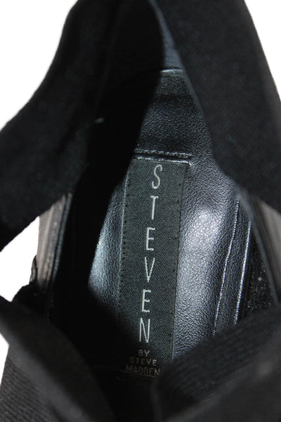 STEVEN BY STEVE MADDEN Womens Leather Ankle Strap Heels Shoes Black Size 8.5M