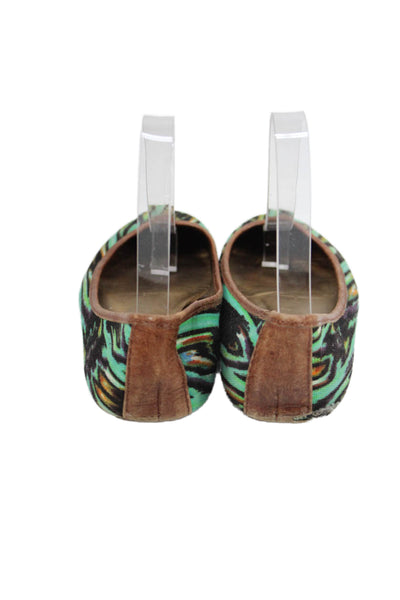 Cynthia Vincent Womens Printed Canvas Ballet Flats Shoes Green Combo Size 6