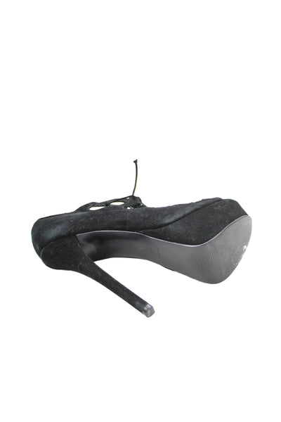 STEVEN BY STEVE MADDEN Womens Suede Strappy Platform Heels Shoes Black Size 8.5M