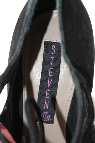 STEVEN BY STEVE MADDEN Womens Suede Strappy Platform Heels Shoes Black Size 8.5M