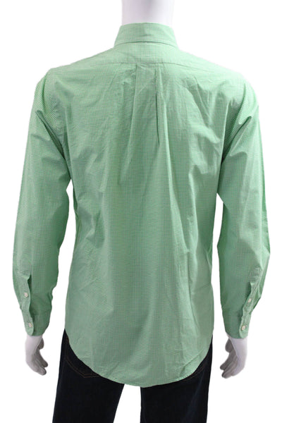 Ralph Lauren Mens Cotton Mini Plaid Print Button Down Shirt Green Size M