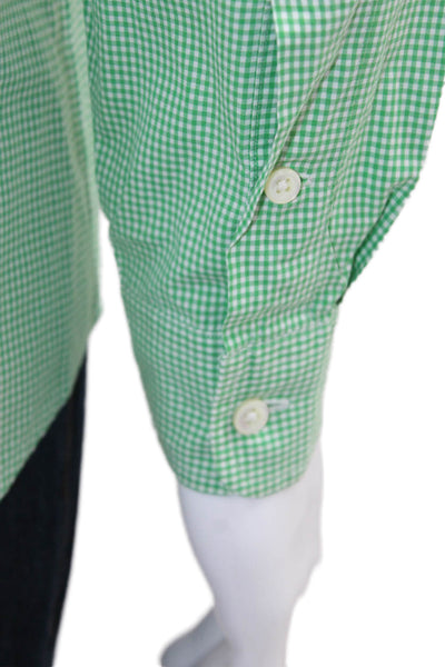 Ralph Lauren Mens Cotton Mini Plaid Print Button Down Shirt Green Size M