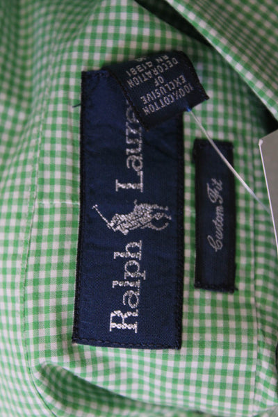 Ralph Lauren Mens Cotton Mini Plaid Print Button Down Shirt Green Size M