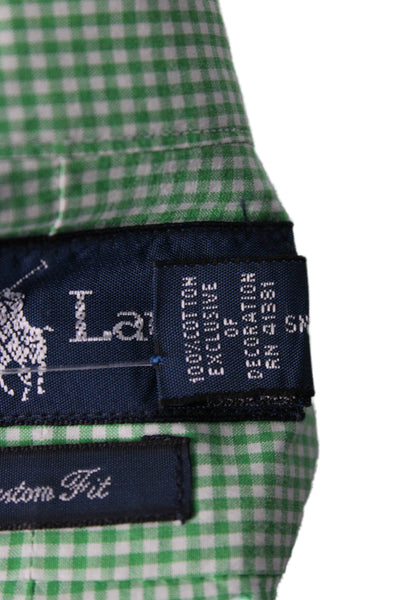 Ralph Lauren Mens Cotton Mini Plaid Print Button Down Shirt Green Size M