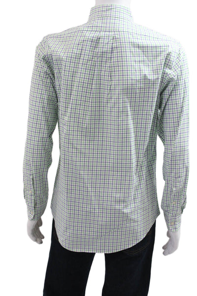 Ralph Lauren Mens Cotton Geometric Print Button Down Shirt Green Size L