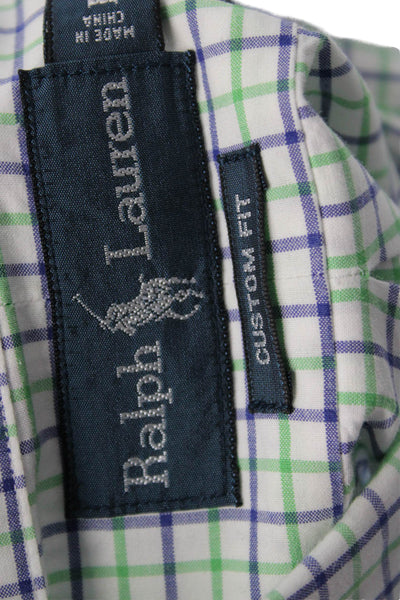 Ralph Lauren Mens Cotton Geometric Print Button Down Shirt Green Size L