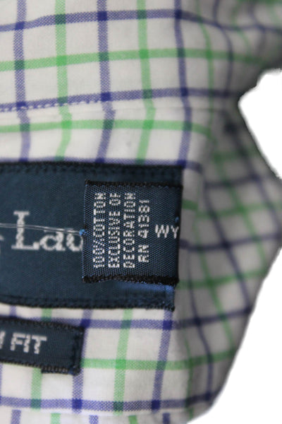 Ralph Lauren Mens Cotton Geometric Print Button Down Shirt Green Size L