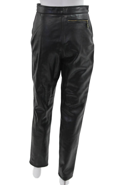 Moschino Womens Black Designer Pants Button Closure Size 8