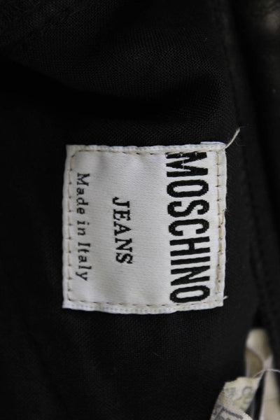 Moschino Womens Black Designer Pants Button Closure Size 8