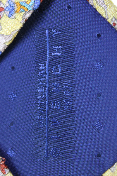 Givenchy Mens Silk Carousel Horse Motif Classic Length Tie Yellow