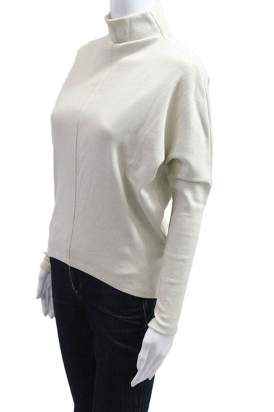 Parni Women Pullover Mock Neck Long Sleeve Beige Viscose Lurex Sweater Size XS