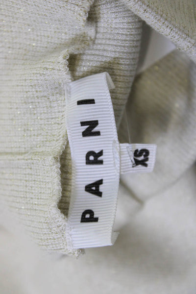 Parni Women Pullover Mock Neck Long Sleeve Beige Viscose Lurex Sweater Size XS