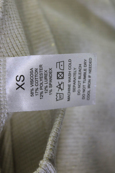 Parni Women Pullover Mock Neck Long Sleeve Beige Viscose Lurex Sweater Size XS