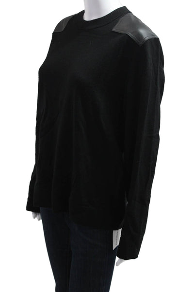The Kooples Womens Pullover Black Merino Wool Lambskin Crew Neck Size L