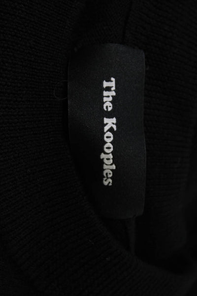 The Kooples Womens Pullover Black Merino Wool Lambskin Crew Neck Size L
