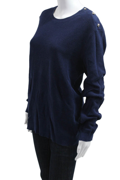 The Kooples Unisex Pullover Sweater Dark Blue Crew Neck Button Size L