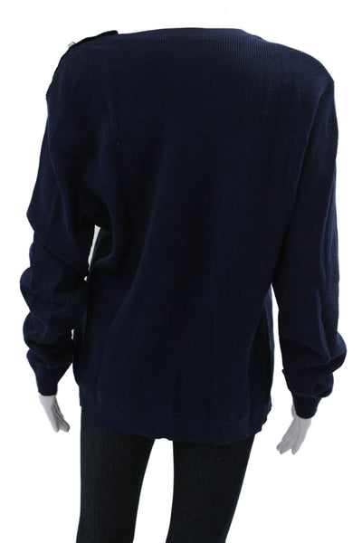 The Kooples Unisex Pullover Sweater Dark Blue Crew Neck Button Size L