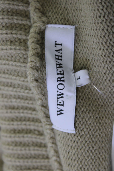 We Wore What Women Beige Solid Zip Collared Acrylic Army Vest Size L