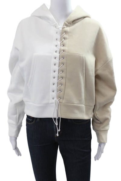 Avantlook Women Pullover Hoodie Beige Drawstring Polyester Size S