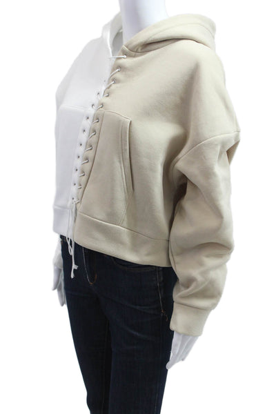 Avantlook Women Pullover Hoodie Beige Drawstring Polyester Size S