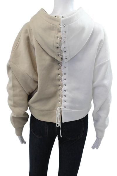 Avantlook Women Pullover Hoodie Beige Drawstring Polyester Size S