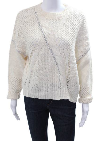 BB Dakota x Steve Madden Women Pullover White Crewneck Long Sleeve Size S