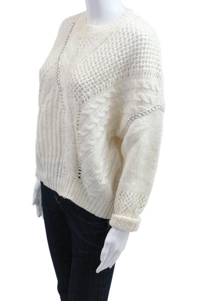 BB Dakota x Steve Madden Women Pullover White Crewneck Long Sleeve Size S