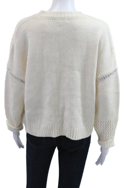 BB Dakota x Steve Madden Women Pullover White Crewneck Long Sleeve Size S