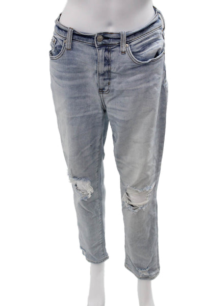 Daze Womens Light Blue Boyfriend Cropped Mid Rise Jeans Size 27