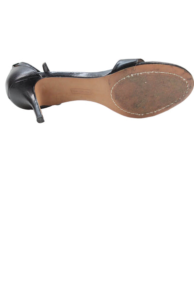 STEVEN BY STEVE MADDEN  Womens Leather Ankle Strap Heels Black Size 9.5