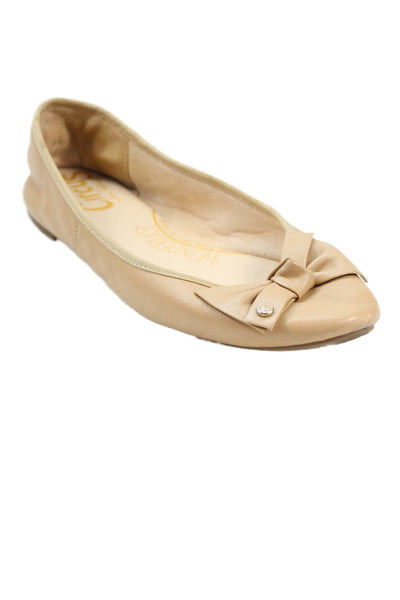 Circus by Sam Edelman Womens Leather Bow Accent Flats Beige Size 9.5