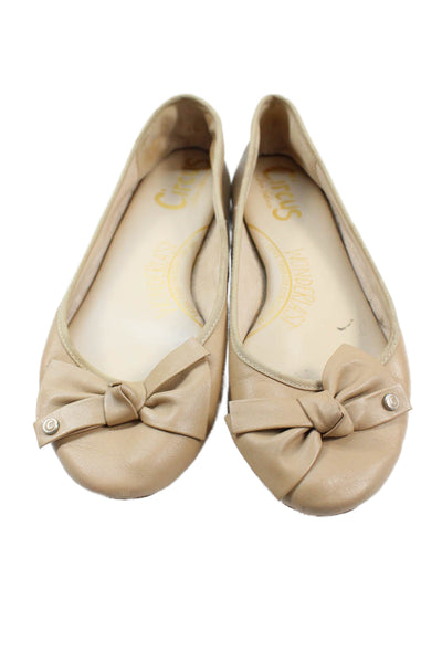 Circus by Sam Edelman Womens Leather Bow Accent Flats Beige Size 9.5