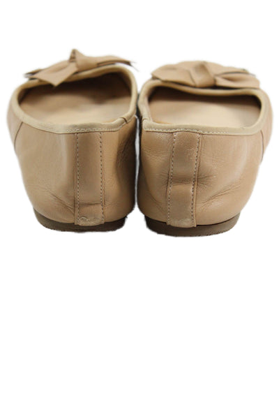 Circus by Sam Edelman Womens Leather Bow Accent Flats Beige Size 9.5