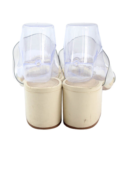 Schutz Womens Clear Strap Detail Slip On Heels Beige Size 10