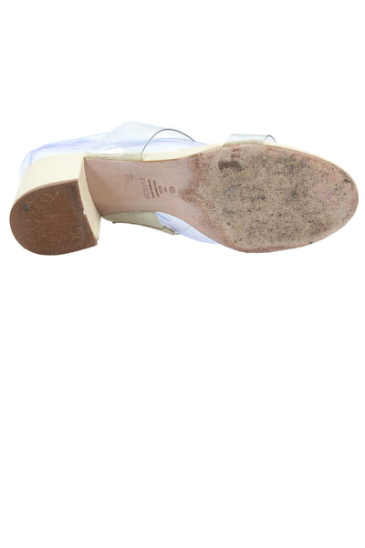 Schutz Womens Clear Strap Detail Slip On Heels Beige Size 10