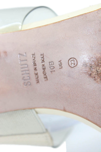 Schutz Womens Clear Strap Detail Slip On Heels Beige Size 10