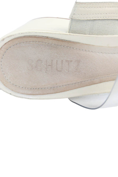 Schutz Womens Clear Strap Detail Slip On Heels Beige Size 10