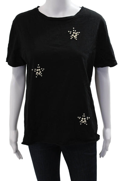 Zara Trafaluc Womens Black Cotton Basic Tee Star Print Size M
