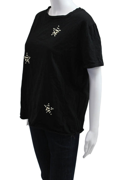 Zara Trafaluc Womens Black Cotton Basic Tee Star Print Size M