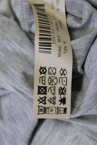 Massimo Dutti Womens Ringer T-Shirt Gray Crew Neck Short Sleeve Size M